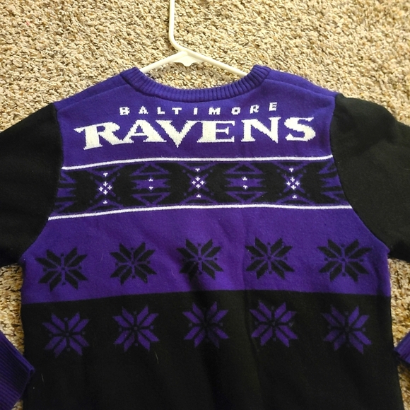 NFL Baltimore Ravens Christmas Sweater black/Purple Youth Size Large (14-16) - Picture 6 of 6